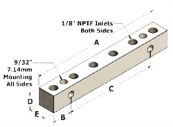 Fluidline #FL14772 Manifold 6 Inlets (12) 1/8" Ports